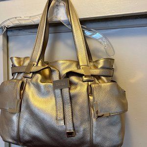 Michael Kors Gold Leather Satchel Bag 6 compartments - 2 zippered NWT